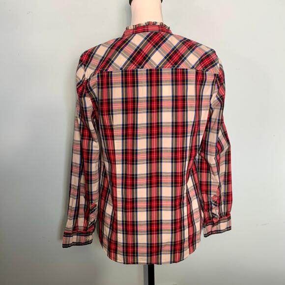 NWT J. Crew Factory Ruffle Tartan Plaid Button Down Size Medium - Picture 5 of 9
